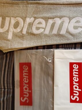 Supreme Grey Satin Appliqué Joggers